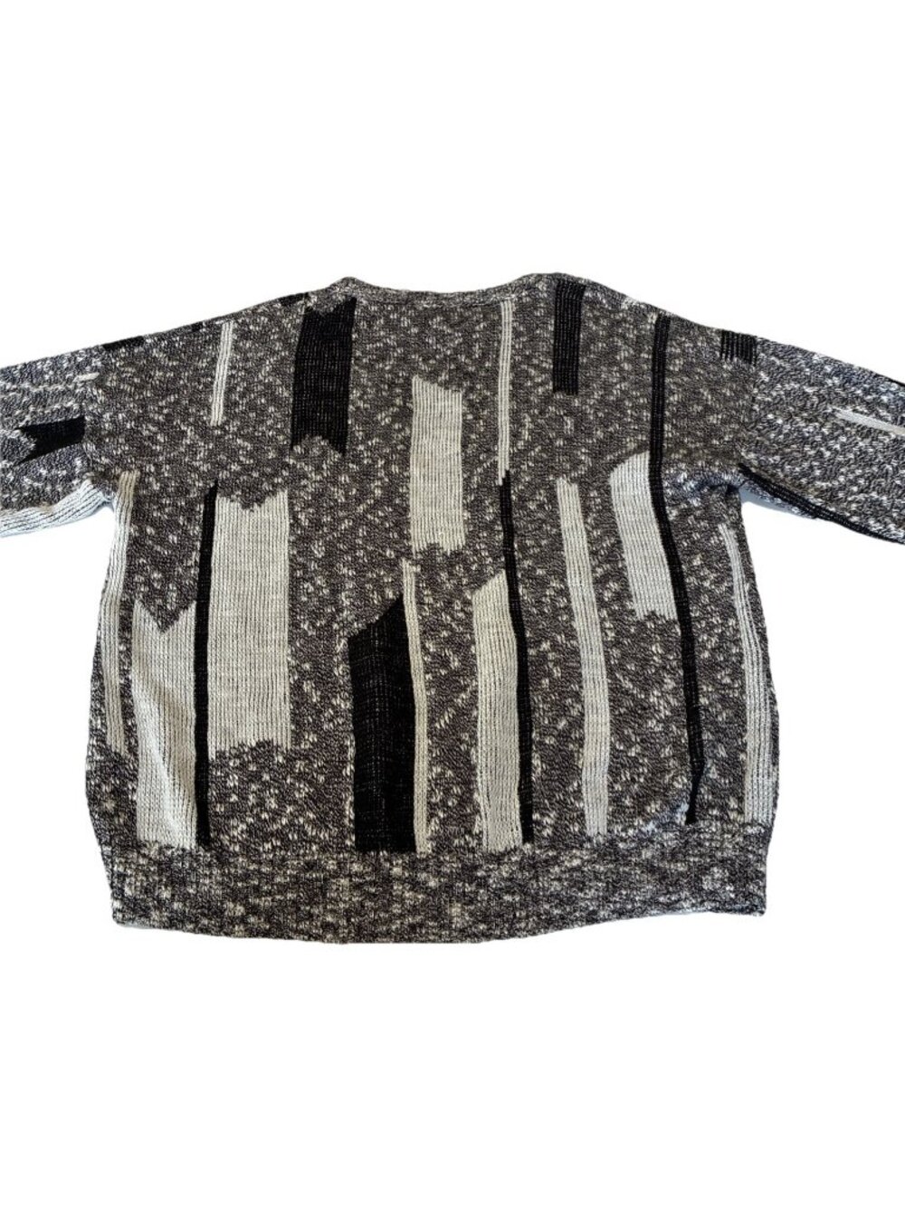 Vintage 90s Made in USA 3D Knit Sweater Men's Large Coogi Style Grey Black